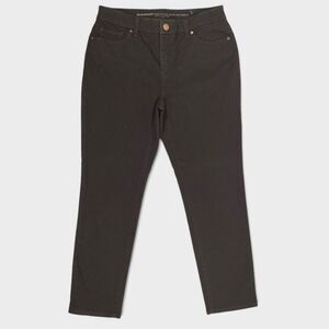 Chico's size 4 Petite So Slimming Girlfriend Slim Leg Ankle Brown Denim